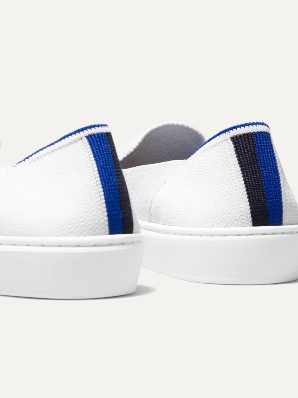 Rothy's White Slip-On Sneaker with Blue Heel Trim Sz 11.5 - Picture 5 of 10